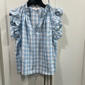 Blue ruffle top